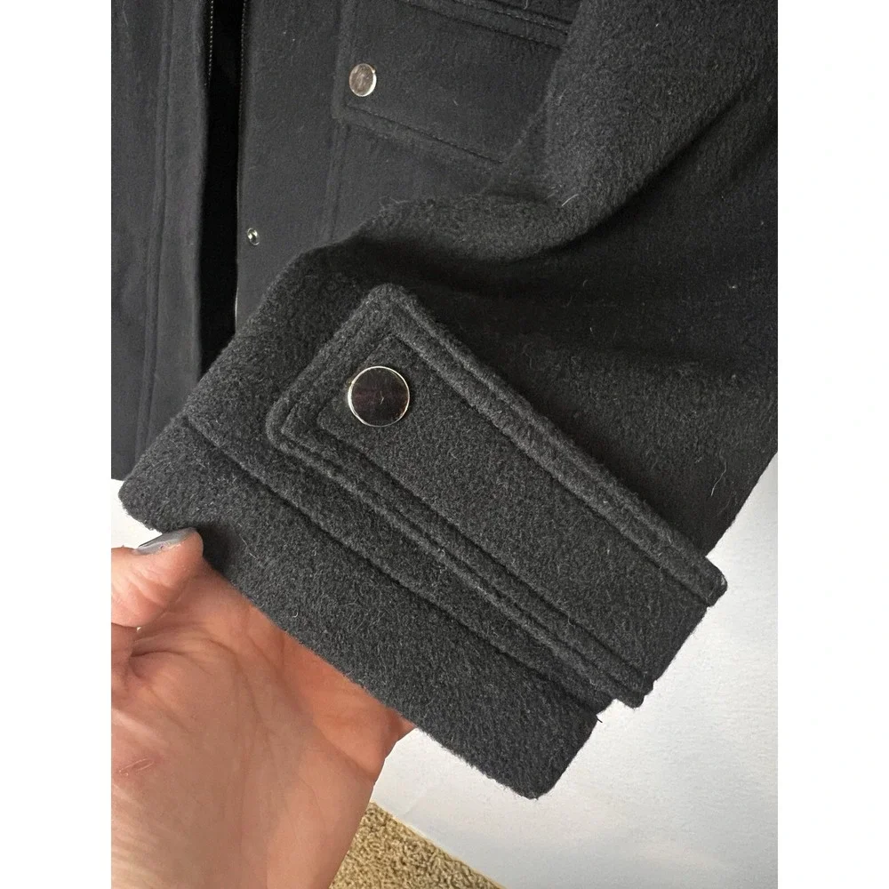 Talbots Coat‎ Women's 8 Black 100% Wool Italian Button Pea Coat Academia Preppy